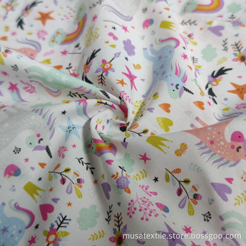 Rainbows And Unicorn Design Woven Cotton Poplin Fabric